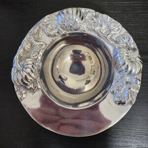 Holland Boone Polished Pewter 8 Inch Round 3D Relief Pumpkin Bowl